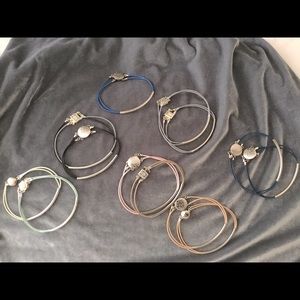 Leather cord bracelets with sterling silver accent